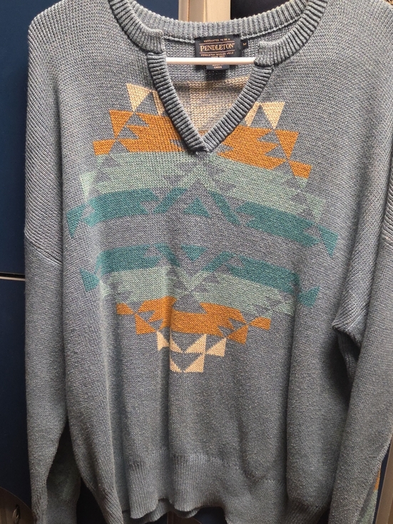 Pendleton Other - Pendleton Men's Blue Geometric V-Neck Sweater
